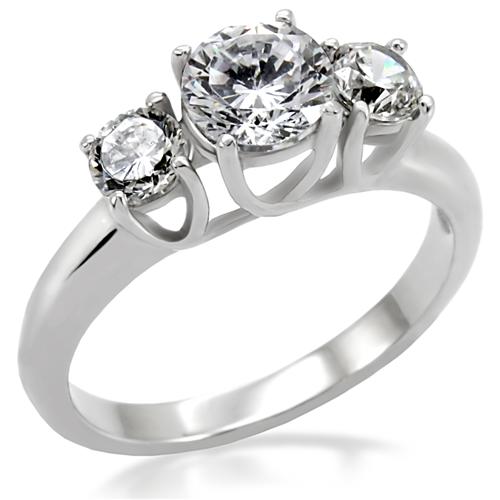 2.15CT 3-STONE CZ STAINLESS STEEL RING-size8/9/10